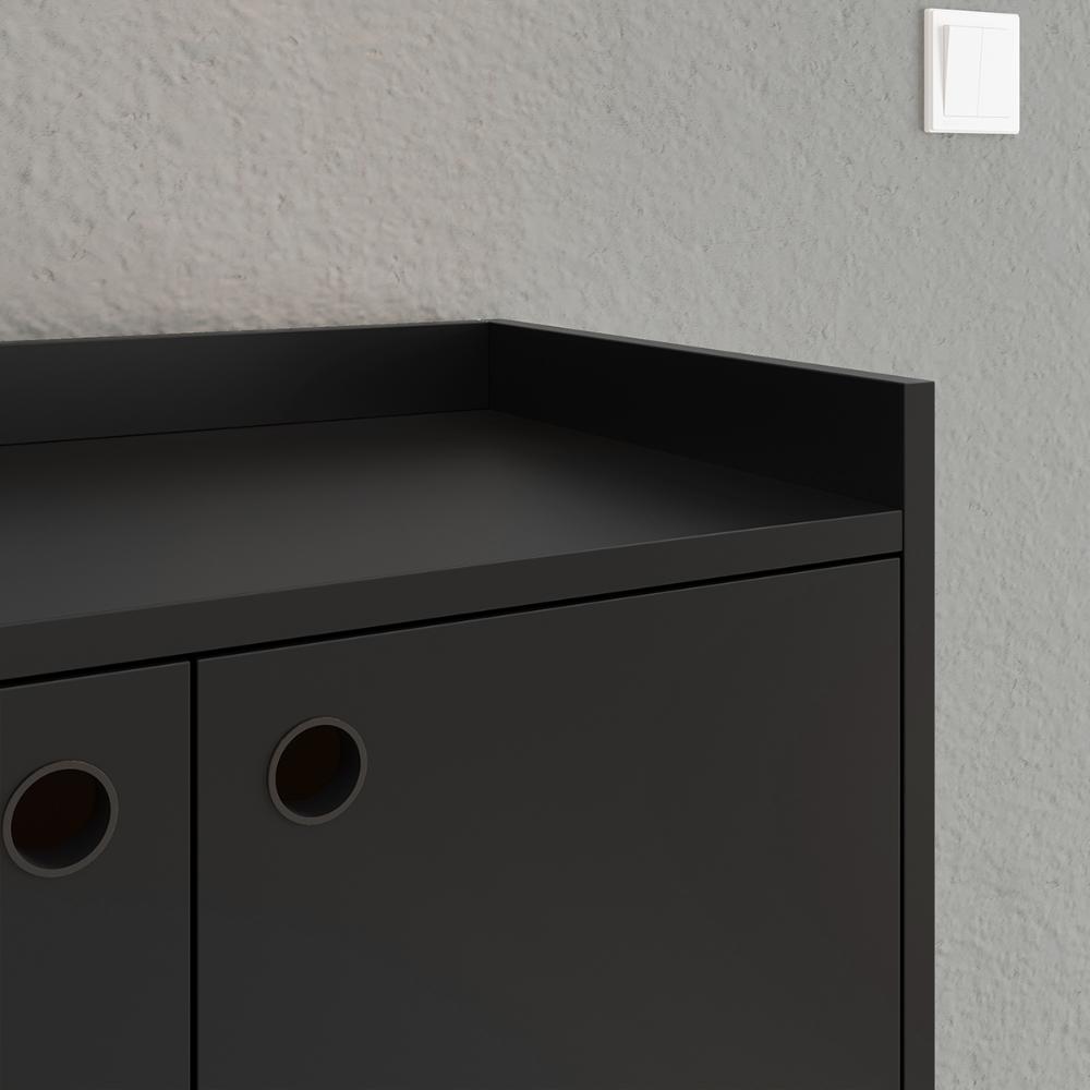 Kit Casa Aparador Buffet Dallas Cantinho Café Mesa Apoio Lateral Luiza Pés Ferro Decoração Sala Estar Preto - Lojas RPM