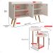 Kit Casa Aparador Buffet Dallas Off White Cantinho Café Mesa Apoio Lateral Luiza Pés Ferro Rose Decoração Sala Estar - Lojas RPM