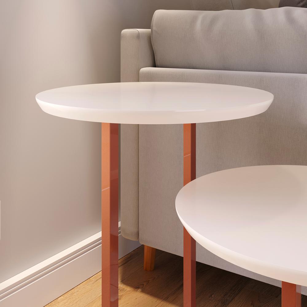 Kit Casa Aparador Buffet Dallas Off White/Freijó Cantinho Café Mesa Apoio Lateral Luiza Pés Ferro Rose Decoração Sala Estar - Lojas RPM