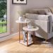 Kit Casa Aparador Buffet Dallas Off White/Ripado Cantinho Café Mesa Apoio Lateral Luiza Pés Ferro Rose Decoração Sala Estar - Lojas RPM