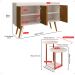 Kit Casa Aparador Buffet Dallas Off White/Ripado Cantinho Café Mesa Apoio Lateral Luiza Pés Ferro Rose Decoração Sala Estar - Lojas RPM