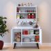 Kit Casa Completa Aparador Buffet 3 Portas Pés Palito Wood New Armário Suspenso Prateleiras Ganchos Organizadores Amélia - Branco - RPM Móveis