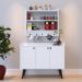 Kit Casa Completa Aparador Buffet 3 Portas Pés Palito Wood New Armário Suspenso Prateleiras Ganchos Organizadores Amélia - Branco - RPM Móveis