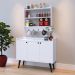 Kit Casa Completa Aparador Buffet 3 Portas Pés Palito Wood New Armário Suspenso Prateleiras Ganchos Organizadores Amélia - Branco - RPM Móveis