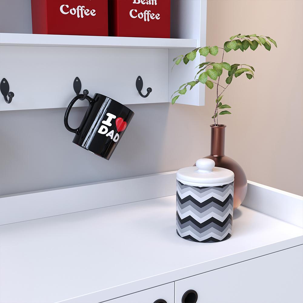 Kit Casa Completa Aparador Buffet 3 Portas Pés Palito Wood New Armário Suspenso Prateleiras Ganchos Organizadores Amélia - Branco - RPM Móveis