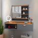 Kit Espelheira Genova Prateleira Porta Itens Banheiro Rack Suspenso Classic Puxador Concha Multiuso Sala Quarto Cinza/Cinamomo - Lojas RPM