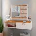 Kit Espelheira Genova Prateleira Porta Itens Banheiro Rack Suspenso Classic Puxador Concha Multiuso Sala Quarto Off White/Cinamomo - Lojas RPM
