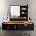 Kit Espelheira Genova Prateleira Porta Itens Banheiro Rack Suspenso Classic Puxador Concha Multiuso Sala Quarto Preto/Cinamomo - Lojas RPM