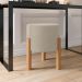 Kit Estante Painel Cissa Ripado Freijó/Off White TV 50 Polegadas Nicho e 2 Puff Banquinho Estofado Redondo Pés Madeira Thor Bege Linho Sala Quarto