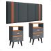 Kit Mesa Cabeceira Classic Gavetas Organizadoras Retrô Cinza/Cinamomo Painel Suspenso Estofado Cama Box Queen Size 1,60 Suede - Lojas RPM