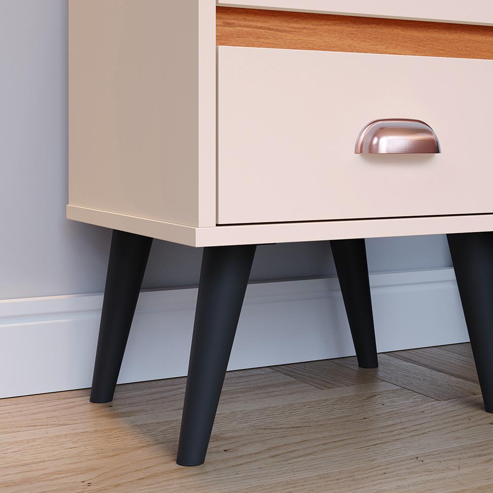 Kit Mesa Cabeceira Classic Gavetas Organizadoras Retrô Off White/Cinamomo Painel Suspenso Estofado Cama Box Casal 1,40 Bege Suede - Lojas RPM
