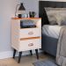 Kit Mesa Cabeceira Classic Gavetas Organizadoras Retrô Off White/Cinamomo Painel Suspenso Estofado Cama Box Queen Size 1,60 Bege Suede - Lojas RPM