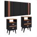 Kit Mesa Cabeceira Classic Gavetas Organizadoras Retrô Preto/Cinamomo Painel Suspenso Estofado Cama Box Queen Size 1,60 Suede - Lojas RPM
