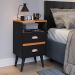 Kit Mesa Cabeceira Classic Gavetas Organizadoras Retrô Preto/Cinamomo Painel Suspenso Estofado Cama Box Queen Size 1,60 Suede - Lojas RPM
