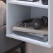 Kit Mesa Madri Apoio Lateral Cama Branca Suspensa Parede Cabeceira Luana Preto Suede Elegante Aérea Quarto Casal