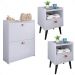 Kit Quarto 2 Mesas Cabeceira Estilo Pés Palito Retrô Sapateira Closet Puxador Concha Gavetas Basculante 12 Pares Calçados Branco - Lojas RPM