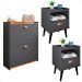 Kit Quarto 2 Mesas Cabeceira Estilo Pés Palito Retrô Sapateira Closet Puxador Concha Gavetas Basculante 12 Pares Calçados Cinza/Cinamomo - Lojas RPM