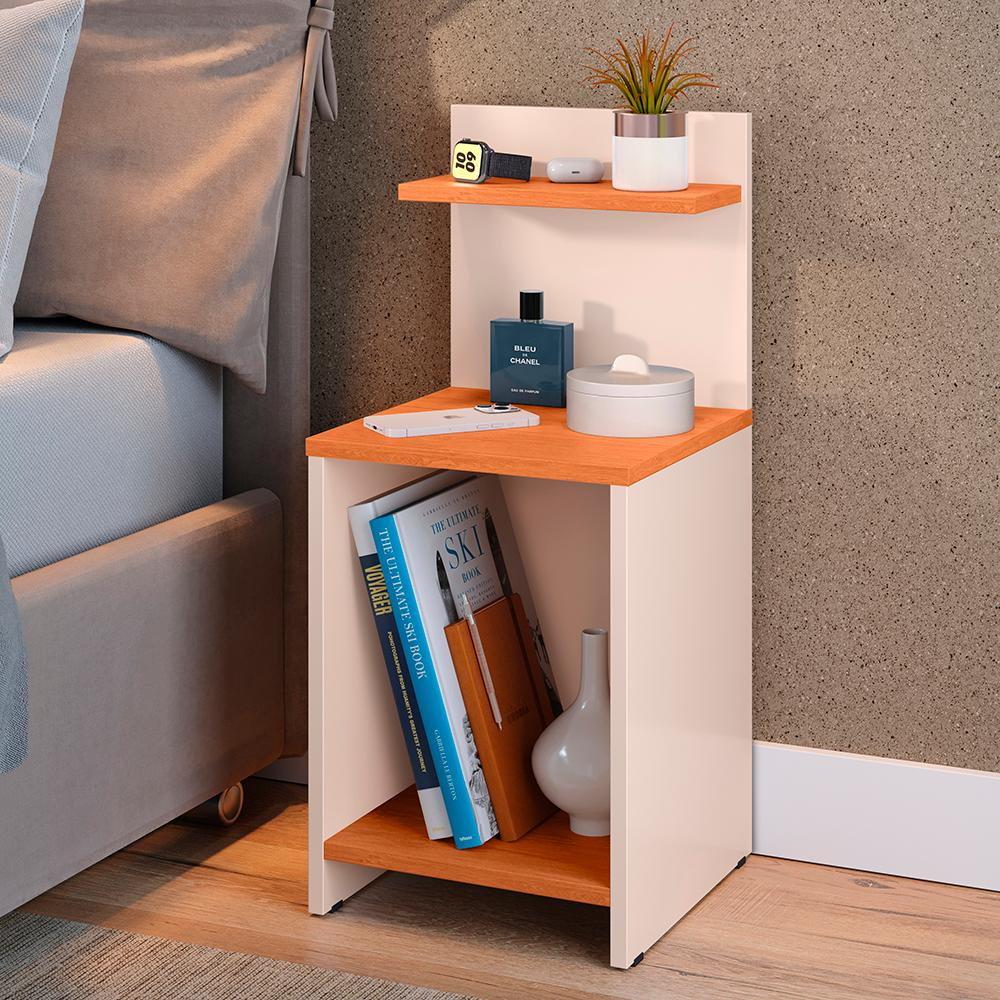 Kit Quarto 2 Mesas Cabeceira Mesinha Fantasy Lateral Cama Sapateira Vertical Dark Organizadora Calçados Unissex Off White/Cinamomo - Lojas RPM