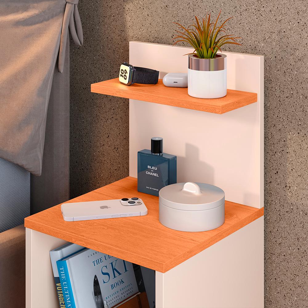 Kit Quarto 2 Mesas Cabeceira Mesinha Fantasy Lateral Cama Sapateira Vertical Dark Organizadora Calçados Unissex Off White/Cinamomo - Lojas RPM