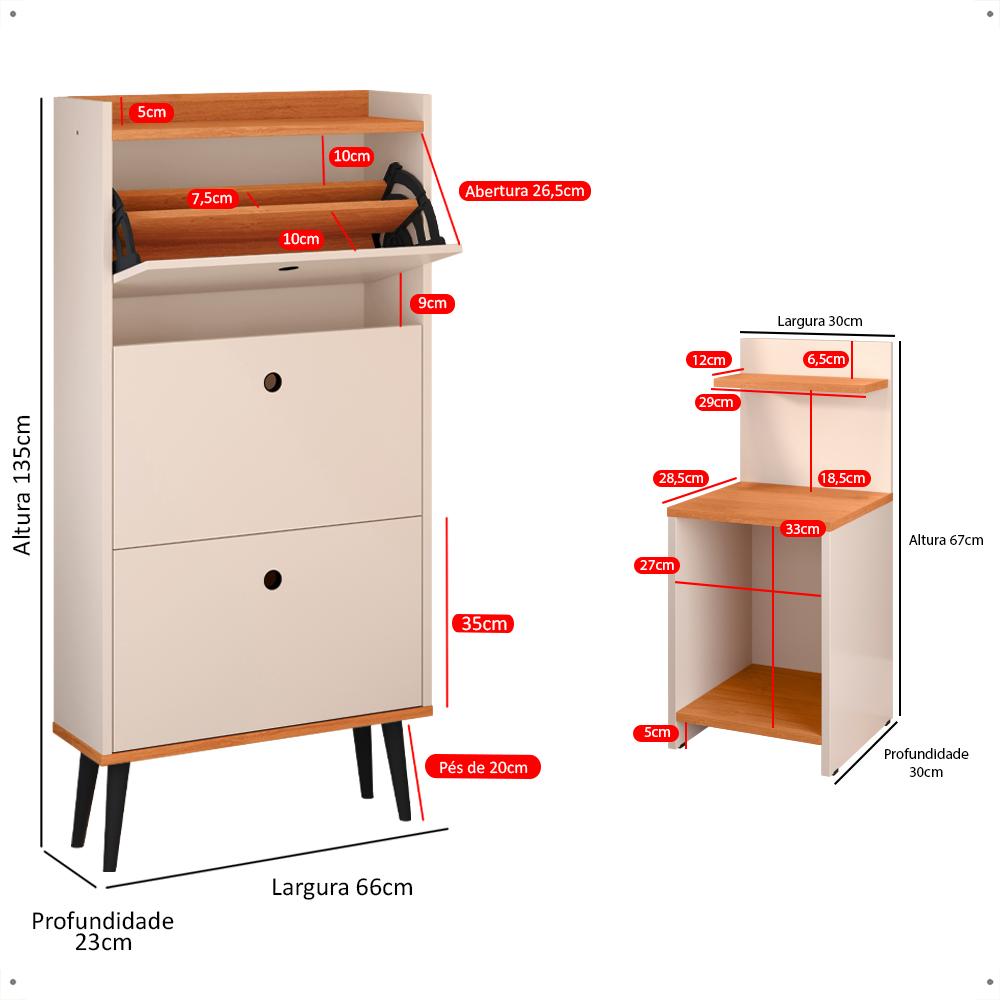 Kit Quarto 2 Mesas Cabeceira Mesinha Fantasy Lateral Cama Sapateira Vertical Dark Organizadora Calçados Unissex Off White/Cinamomo - Lojas RPM
