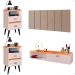 Kit Quarto 2 Mesas Cabeceira Penteadeira Suspensa Classic Off White/Cinamomo Cabeceira Júlia 1,40 Cama Box Casal Bege Suede - Lojas RPM