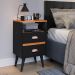 Kit Quarto 2 Mesas Cabeceira Penteadeira Suspensa Classic Preto/Cinamomo Cabeceira Júlia 1,40 Cama Box Casal Suede - Lojas RPM