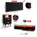 Kit Quarto 2 Mesas Cabeceira Penteadeira Suspensa Classic Preto/Cinamomo Cabeceira Júlia 1,40 Cama Box Casal Suede - Lojas RPM