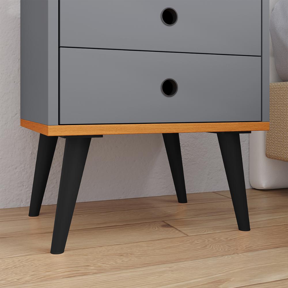 Kit Quarto 2 Mesas Cabeceira Retrô Cinza/Cinamomo Gavetas Nicho Painel Suspenso Cama Box Queen 1,60 Suede - Lojas RPM