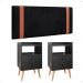 Kit Quarto 2 Mesas Cabeceira Retrô Gavetas Nicho Painel Suspenso Cama Box Casal 1,40 Preto Suede - Lojas RPM
