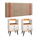 Kit Quarto 2 Mesas Cabeceira Retrô Off White/Cinamomo Gavetas Nicho Painel Suspenso Cama Box Queen 1,60 Bege Suede - Lojas RPM