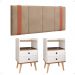 Kit Quarto 2 Mesas Cabeceira Retrô Off White/Freijó Gavetas Nicho Painel Suspenso Cama Box Queen 1,60 Bege Suede - Lojas RPM