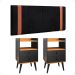 Kit Quarto 2 Mesas Cabeceira Retrô Preto/Cinamomo Gavetas Nicho Painel Suspenso Cama Box Queen 1,60 Suede - Lojas RPM