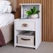 Kit Quarto 2 Mesas Cléo Gaveta Nicho Prateleira Retrô Cabeceira Modulada Bia Corino Cama Box Casal Queen 1,6 Branco - RPM