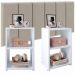 Kit Quarto 2 Mesinhas Bella Prateleira Criado Retrô Branco Cabeceira Estofada Júlia Bege Suede 1,40 Cama Box Casal - RPM