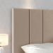 Kit Quarto 2 Mesinhas Bella Prateleira Criado Retrô Branco Cabeceira Estofada Júlia Bege Suede 1,40 Cama Box Casal - RPM