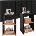 Kit Quarto 2 Mesinhas Bella Prateleira Criado Retrô Preto/Cinamomo Cabeceira Estofada Júlia Preto Suede 1,40 Cama Box Casal - RPM