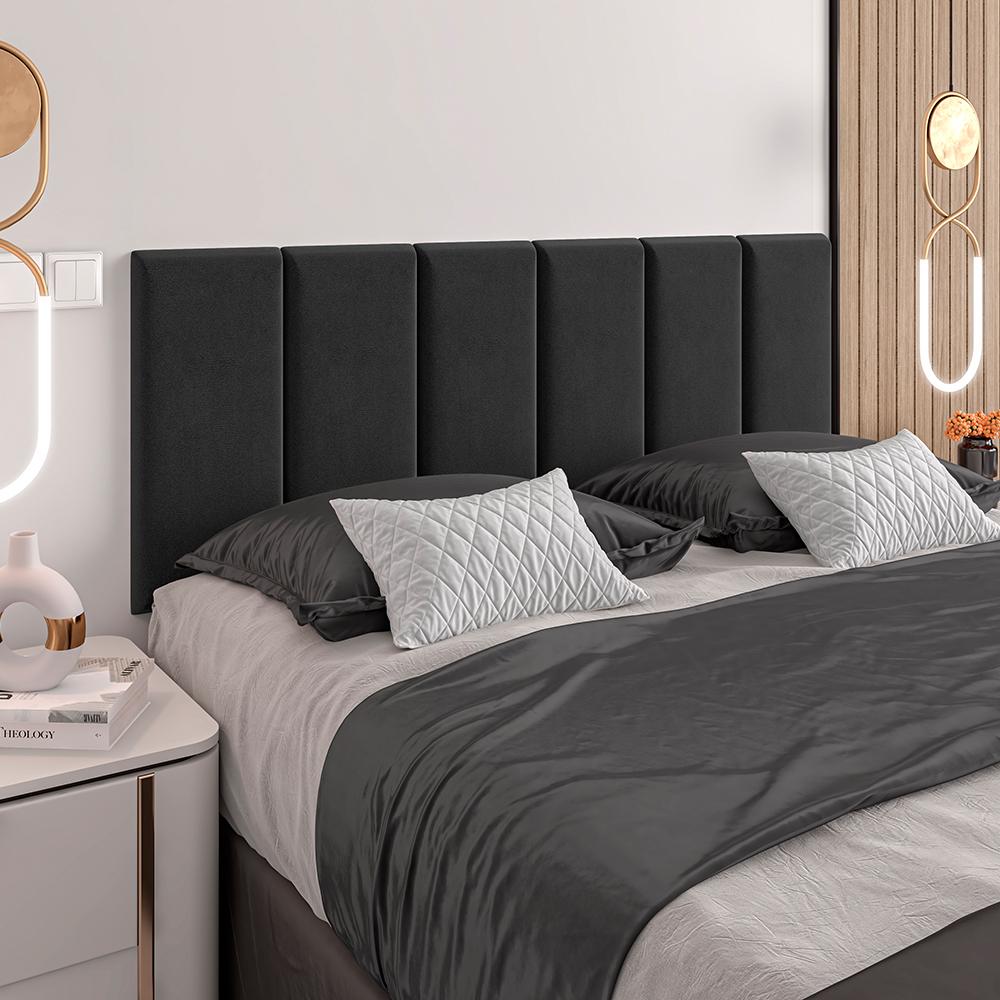 Kit Quarto 2 Mesinhas Charme Preto/Cinamomo Nicho Prateleira Cabeceira Suspensa Julia Preto Suede 1,40 Cama Casal Box - Lojas RPM