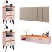 Kit Quarto 2 Mesinhas Mesa Lateral Cama Penteadeira Suspensa Camarim Off White/Cinamomo Cabeceira King Size 1,95 Estofada Bege Linho - Lojas RPM