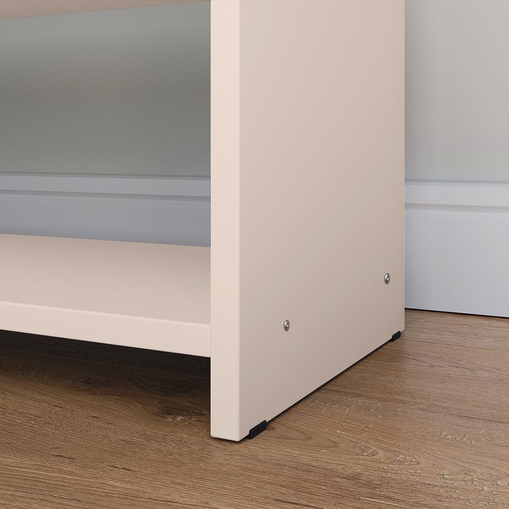Kit Quarto 2 Sapateira Recamier Organizadora 9 Pares Calçados Off White/Freijó Cabeceira Suspensa Cama Box Casal 1,40 Areia Suede - Lojas RPM
