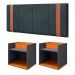 Kit Quarto Casal 2 Mesas Cabeceira Suspensa Madri Divisória Superior Cinza/Cinamomo Painel Estofado Parise Cama Box Queen 1,60 Suede - Lojas RPM