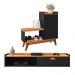 Kit Quarto Sapateira Shoes Banquinho Pés Madeira Rack Suspenso Home Decor Sala Decoração Casa Preto/Cinamomo - RPM Móveis