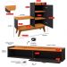 Kit Quarto Sapateira Shoes Banquinho Pés Madeira Rack Suspenso Home Decor Sala Decoração Casa Preto/Cinamomo - RPM Móveis