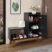 Kit Quarto Sapateira Shoes Preto Banquinho Pés Madeira Rack Suspenso Home Decor Sala Decoração Casa Preto/Cinamomo - RPM Móveis