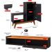Kit Quarto Sapateira Shoes Preto Banquinho Pés Madeira Rack Suspenso Home Decor Sala Decoração Casa Preto/Cinamomo - RPM Móveis