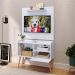 Kit Sala Estar Completa Painel Tv 32 Polegadas Prateleira Suspensa Rack Retrô 1 Porta Puxador Concha Branco - Lojas RPM