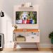 Kit Sala Estar Completa Painel Tv 32 Polegadas Prateleira Suspensa Rack Retrô 1 Porta Puxador Concha Off White/Cinamomo - Lojas RPM
