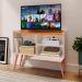 Kit Sala Estar Completa Painel Tv 32 Polegadas Prateleira Suspensa Rack Retrô 1 Porta Puxador Concha Off White/Cinamomo - Lojas RPM