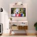 Kit Sala Estar Completa Painel Tv 32 Polegadas Prateleira Suspensa Rack Retrô 1 Porta Puxador Concha Off White/Ripado - Lojas RPM