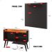 Kit Sala Estar Completa Painel Tv 32 Polegadas Prateleira Suspensa Rack Retrô 1 Porta Puxador Concha Preto/Cinamomo - Lojas RPM