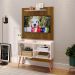 Kit Sala Estar Completa Painel Tv 32 Polegadas Prateleira Suspensa Rack Retrô 1 Porta Puxador Concha Ripado/Off White - Lojas RPM